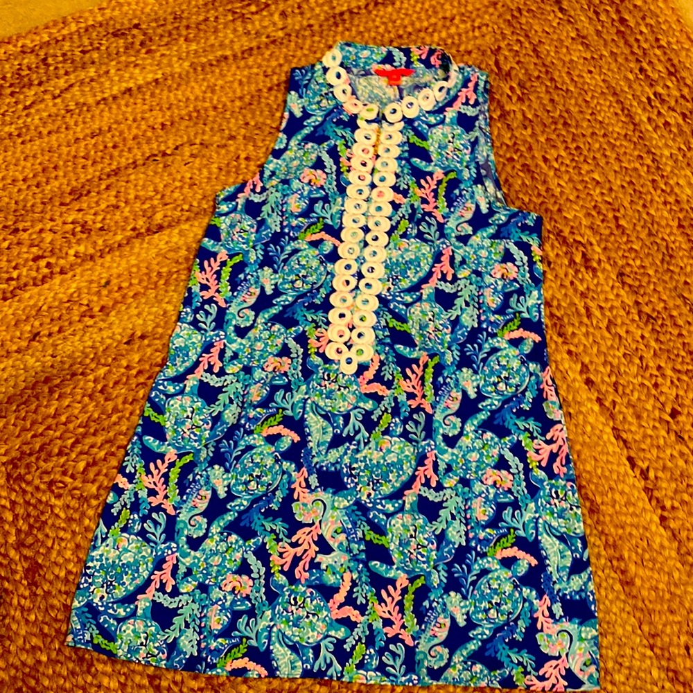 Lilly Pulitzer Navy Blue Multi Floral Sleeveless Shift Dress